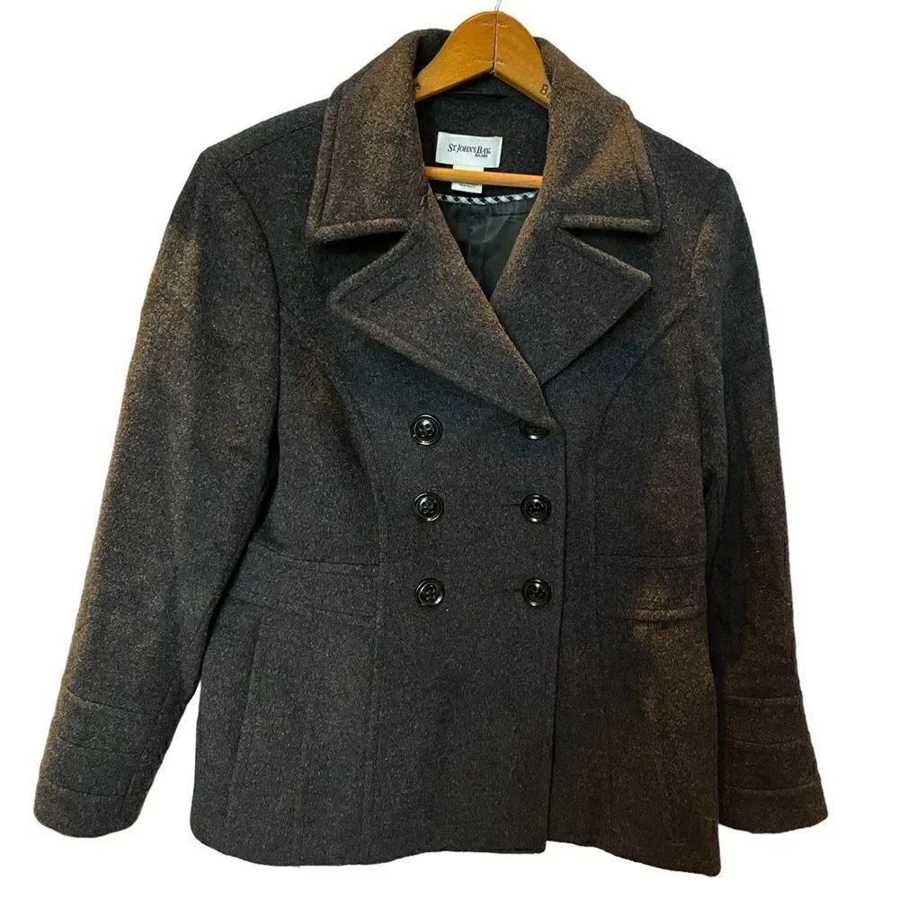 St. John's Bay Dark Gray Women's Pea Coat Size Medium